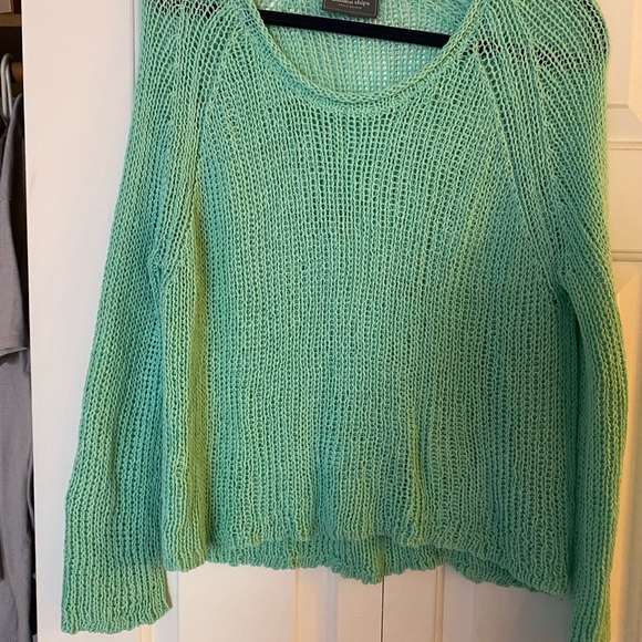 Wooden Ships Mint Green Knit Sweater, Women’s Extra Small/Small, Loose Knit - Picture 1 of 4